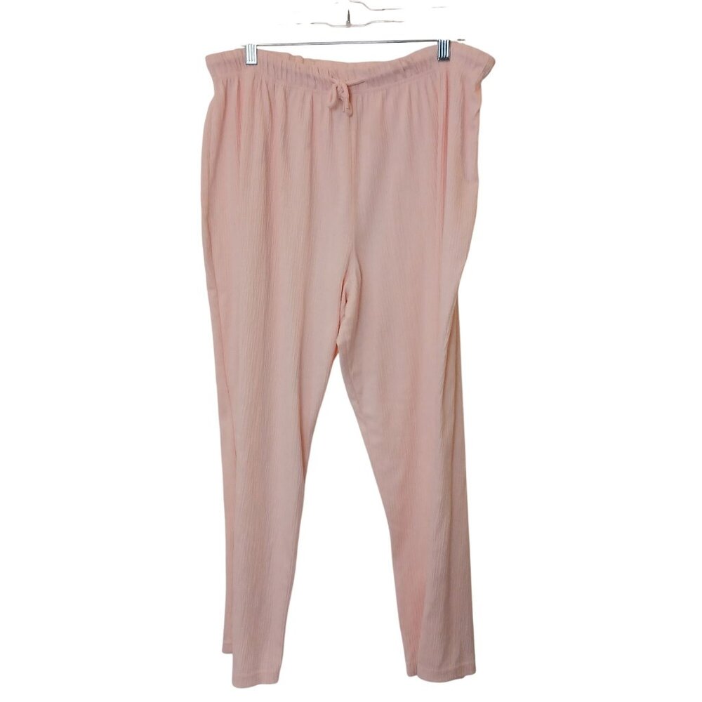 All American Comfort Pink Drawstring Elastic Waist Pants LArge Cotton Blend #O12
